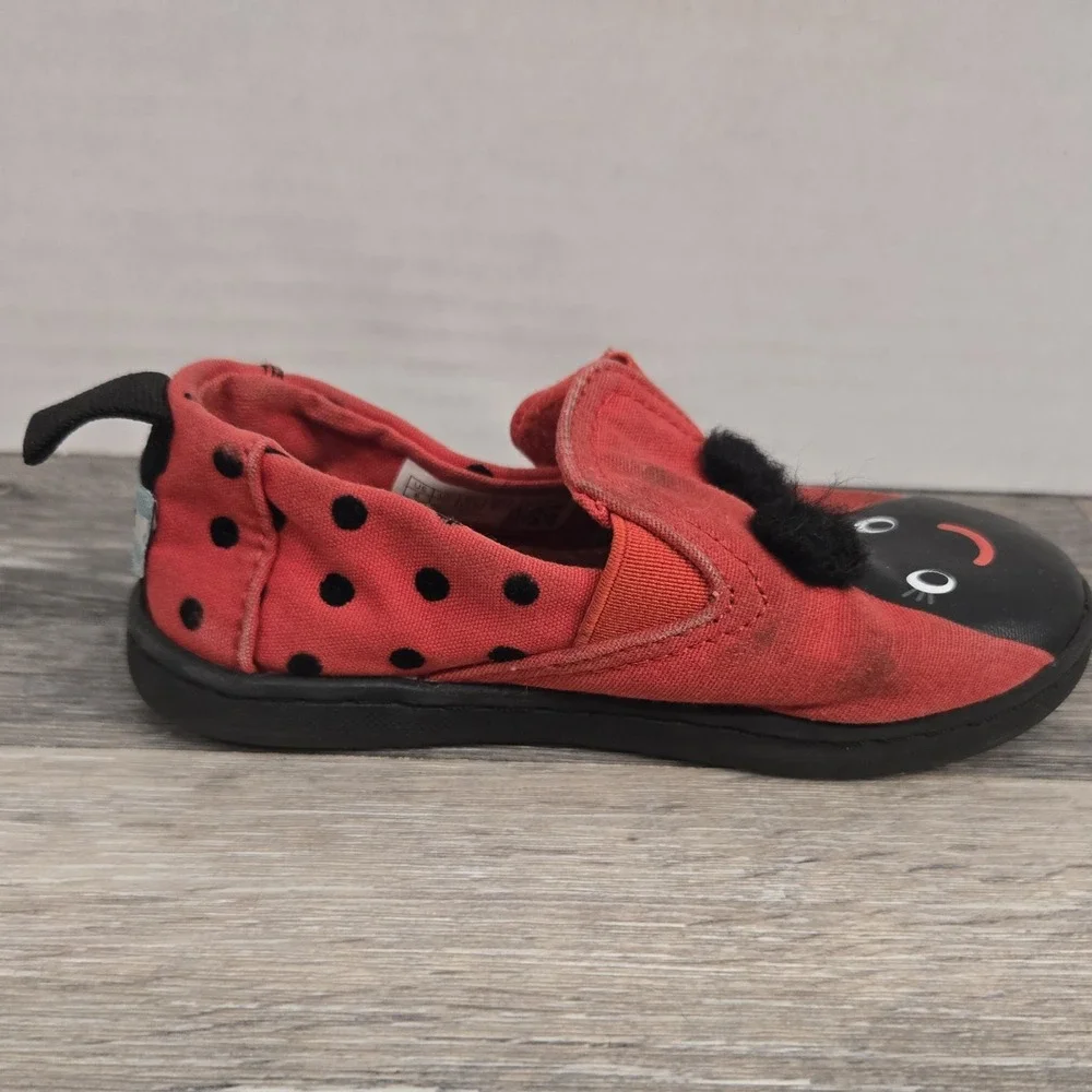 Toms Alpargata Flats Toddler US 8‎ Lava Red Ladybug Print Casual Shoes